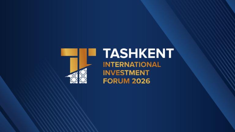 title Tashkent International Investment Forum 2026 on the dark blue background